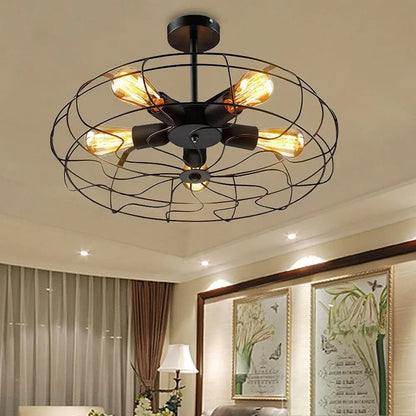 Ceiling Light Fixture – Elegant Retro Cage Design for Home Office Decor