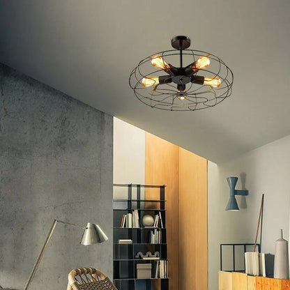 Ceiling Light Fixture – Elegant Retro Cage Design for Home Office Decor