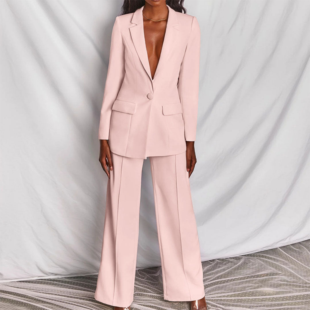 Elegant Blazer and Pants Set – Stylish Women's Suit for Office and Events