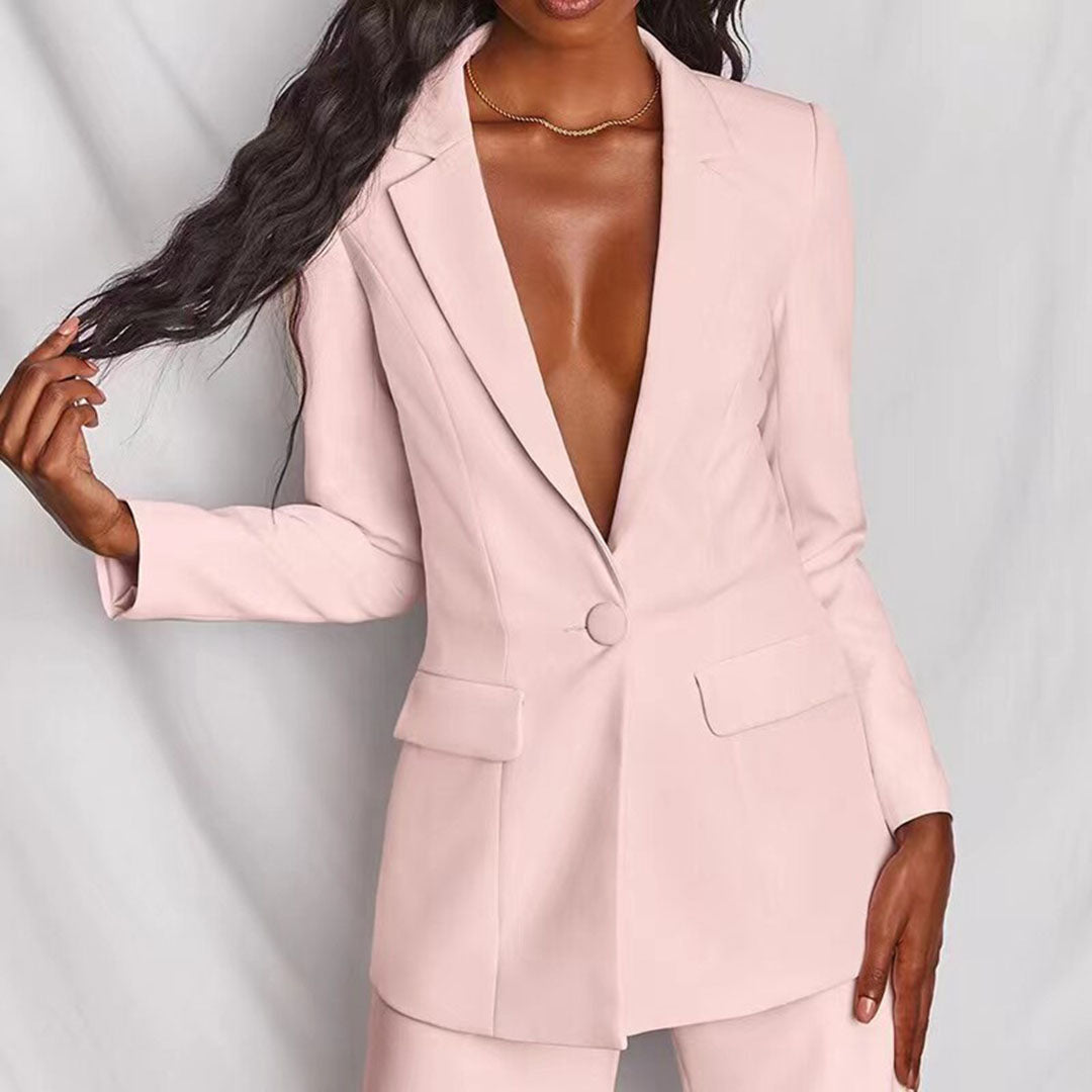 Elegant Blazer and Pants Set – Stylish Women's Suit for Office and Events