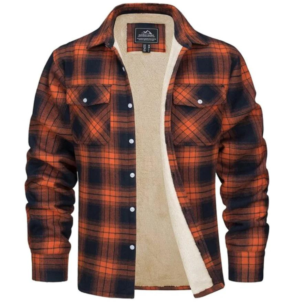 Fleece Jacket Men – Checked Warm Casual Outerwear