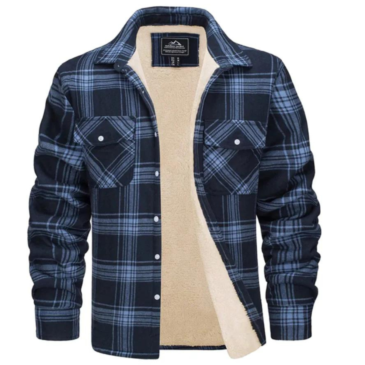 Fleece Jacket Men – Checked Warm Casual Outerwear