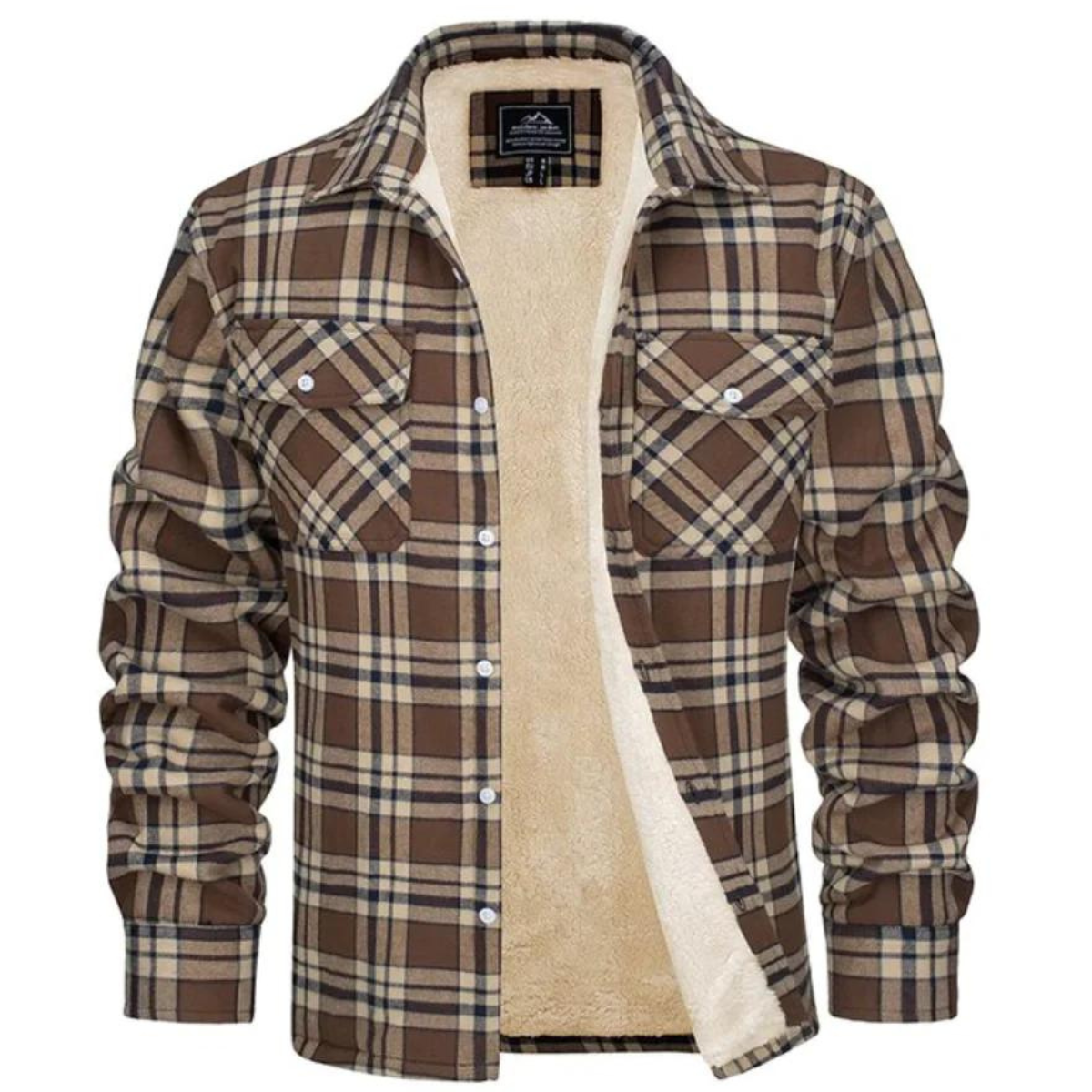 Fleece Jacket Men – Checked Warm Casual Outerwear