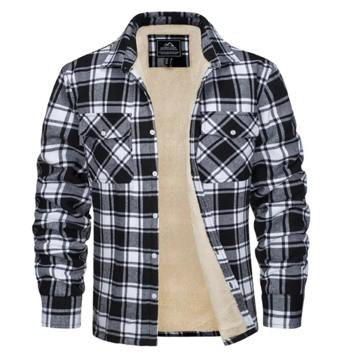 Fleece Jacket Men – Checked Warm Casual Outerwear