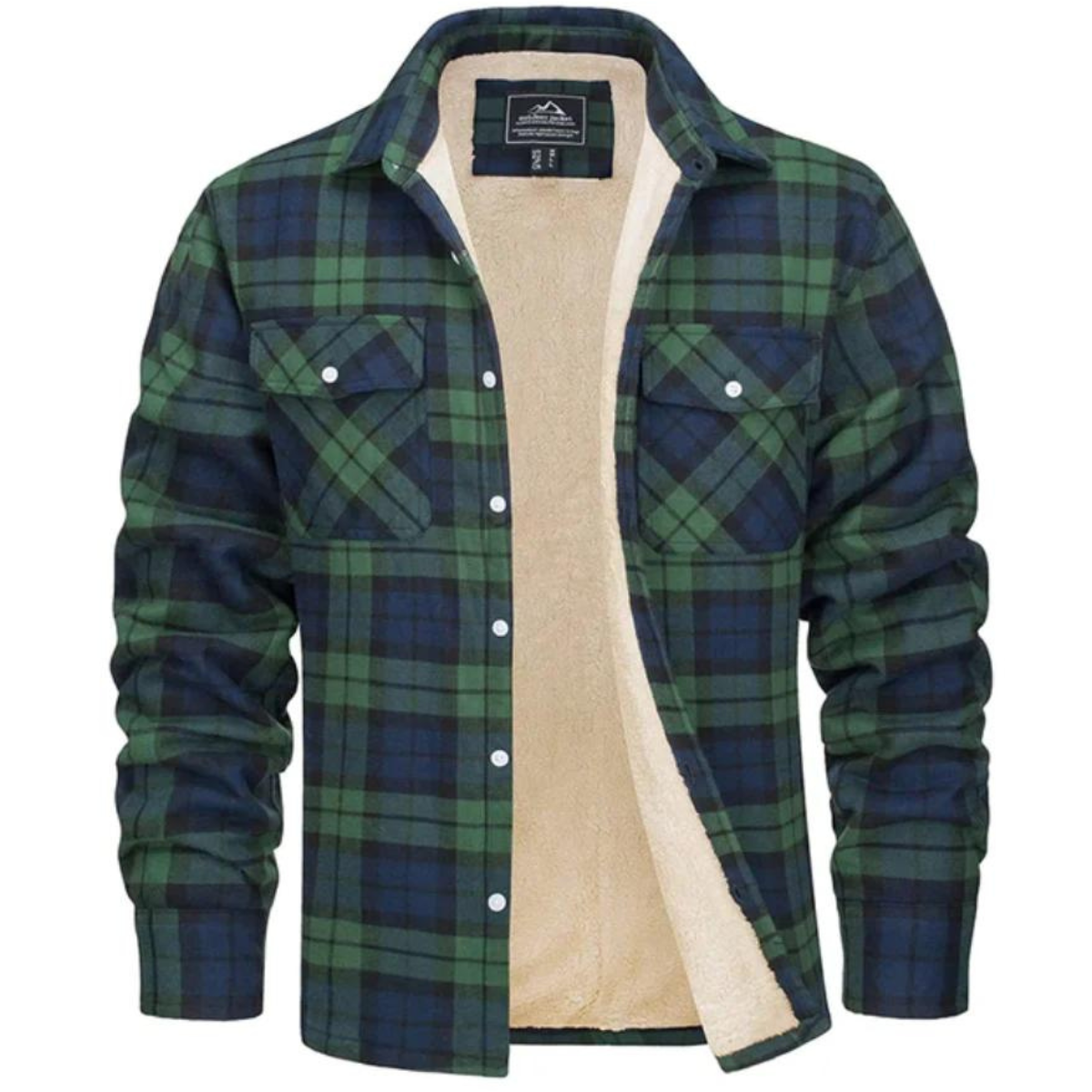 Fleece Jacket Men – Checked Warm Casual Outerwear