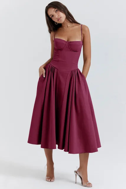 Elegant Women's Dress – Chic Flowy Evening Gown for Special Occasions