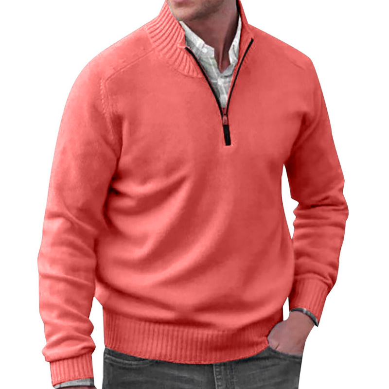 Men's Pullover with Short Zip – Lightweight Casual Sweater for Everyday Wear