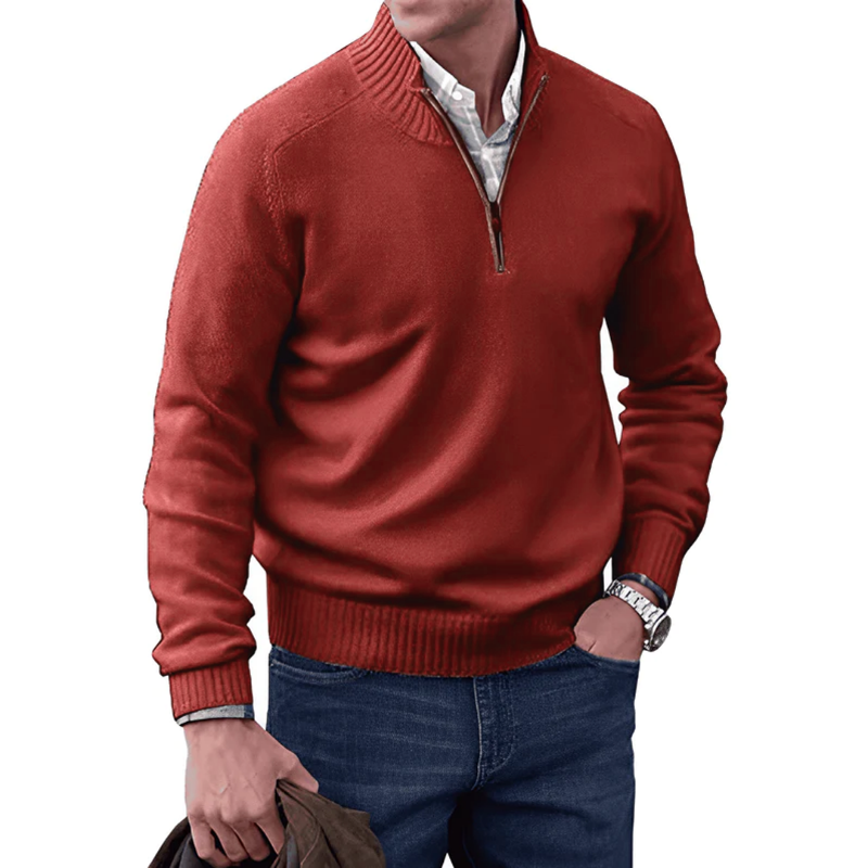 Men's Pullover with Short Zip – Lightweight Casual Sweater for Everyday Wear