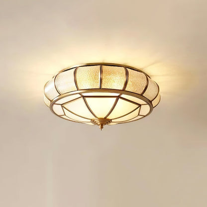 Ceiling Light Fixture – Round Textured Glass Design for Home Office Decor