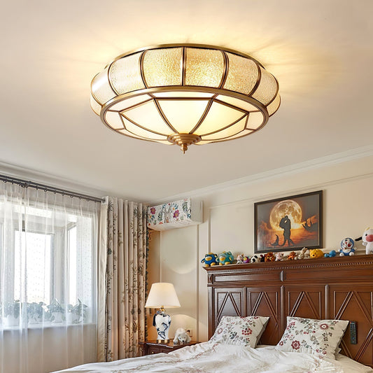 Ceiling Light Fixture – Round Textured Glass Design for Home Office Decor