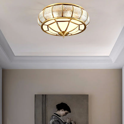 Ceiling Light Fixture – Round Textured Glass Design for Home Office Decor