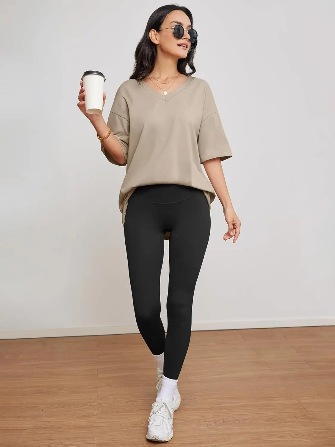 V-Neck Oversized T-Shirt Women – Casual Loose Fit Tee for Everyday Wear