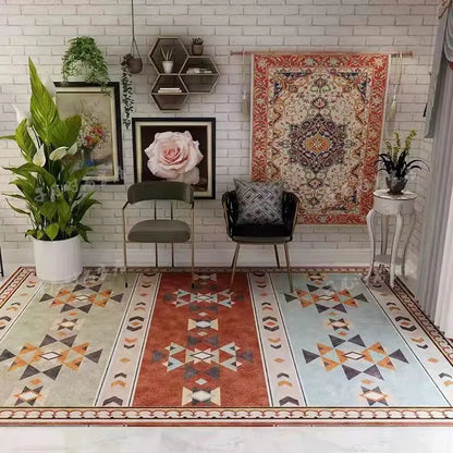 Stain-Resistant Area Rug – Elegant Crystal Floral Design for Living Room & Bedroom