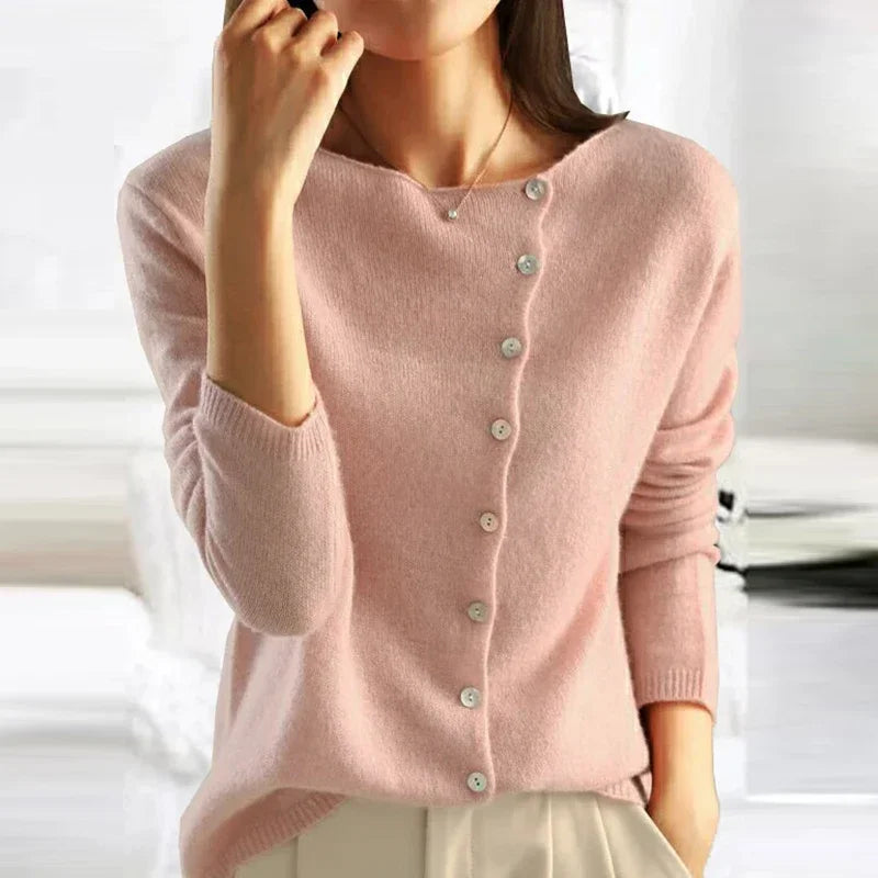 Elegant Sweater Women – Trendy Button Closure Knitwear for Fall