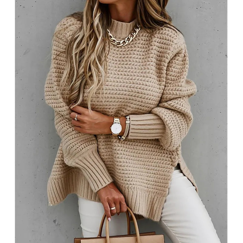 Knitted Pullover Sweater – Versatile Cozy Knit Top for Women