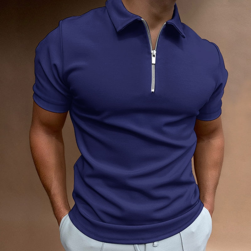 Men's Polo Shirt with Zipper – Stylish Casual Top for Everyday Wear