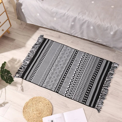 Boho Rug 60x90 cm – Handwoven Retro Fringed Area Rug for Living Room Decor