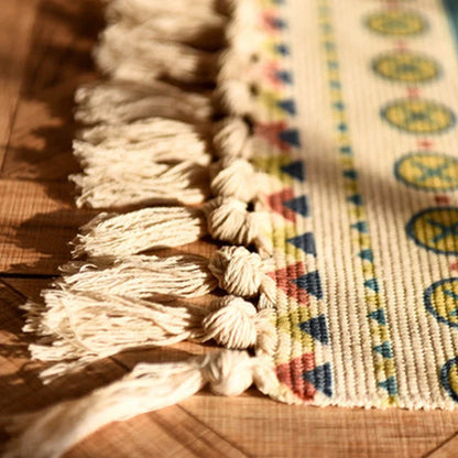 Boho Rug 60x90 cm – Handwoven Retro Fringed Area Rug for Living Room Decor