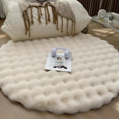 Faux Fur Round Rug – Soft Cozy Area Rug for Home Office Decor