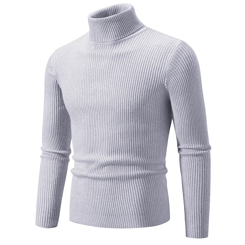 Turtleneck Ribbed Sweater – Women's Cozy Knit Top for Fall