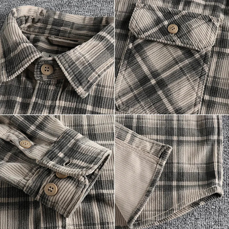 Flannel Shirt Men – Bruce Corduroy Casual Button-Up