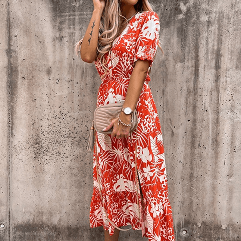 Floral Print Skirt with Slit – Women's Chic Summer Skirt