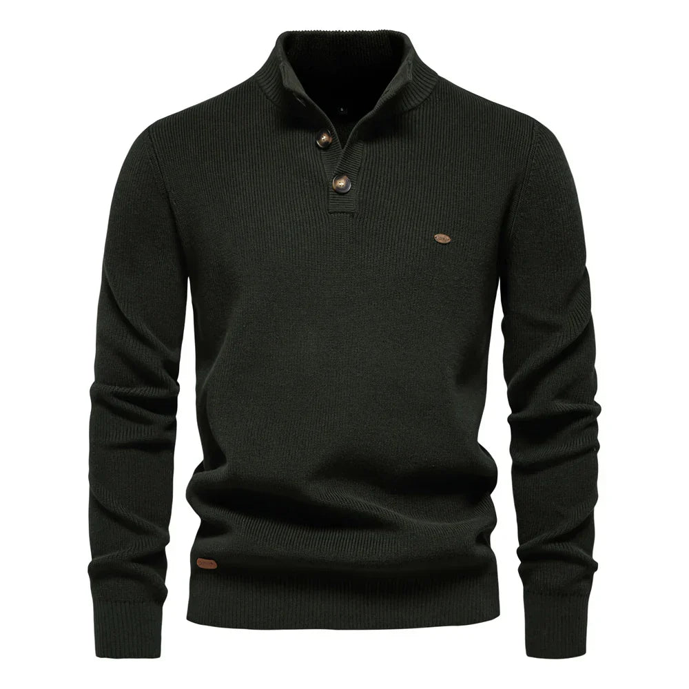 Men's Knitted Sweater with Buttons – Stylish Warm Pullover for Casual Wear