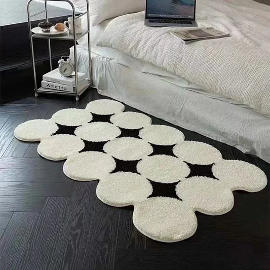 Non-Slip Area Rug – Minimalist Milk White Flock Rug for Living Room & Hallway