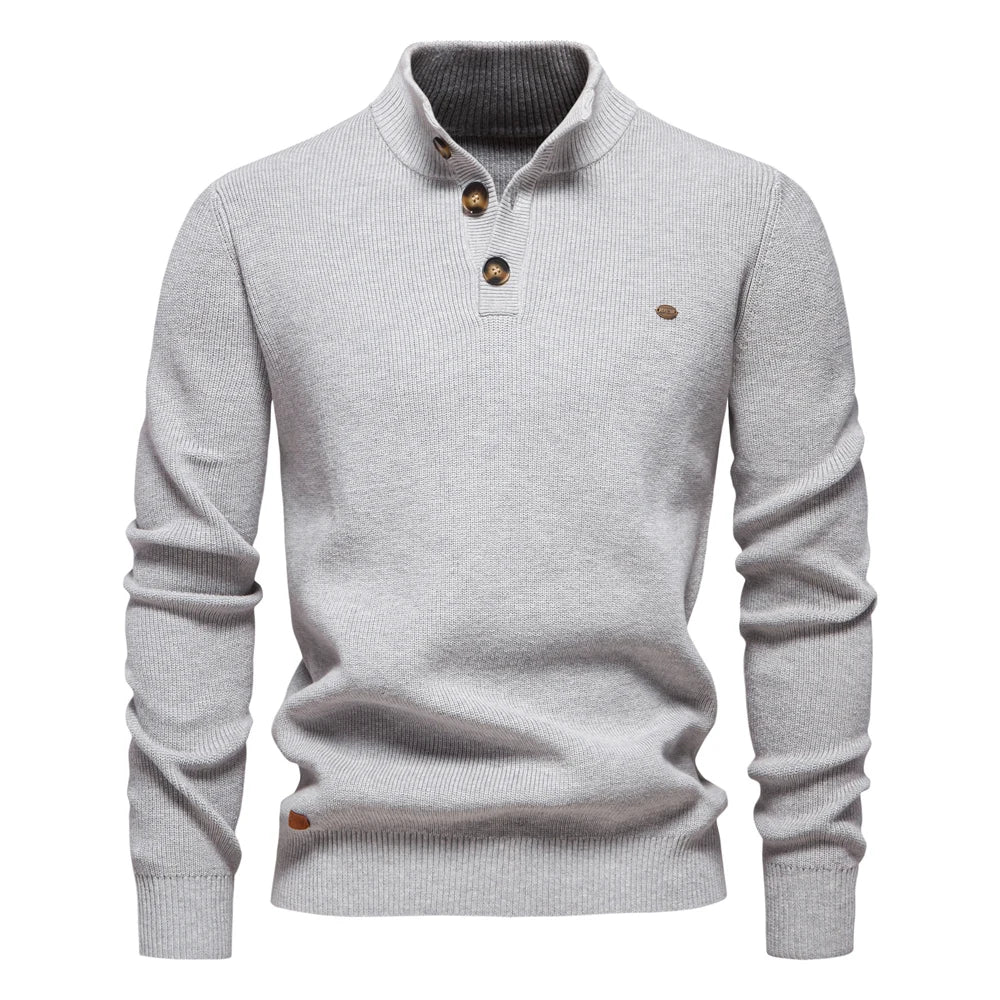 Men's Knitted Sweater with Buttons – Stylish Warm Pullover for Casual Wear