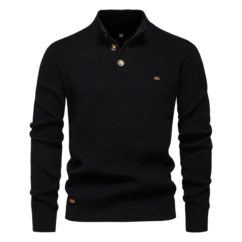 Men's Knitted Sweater with Buttons – Stylish Warm Pullover for Casual Wear