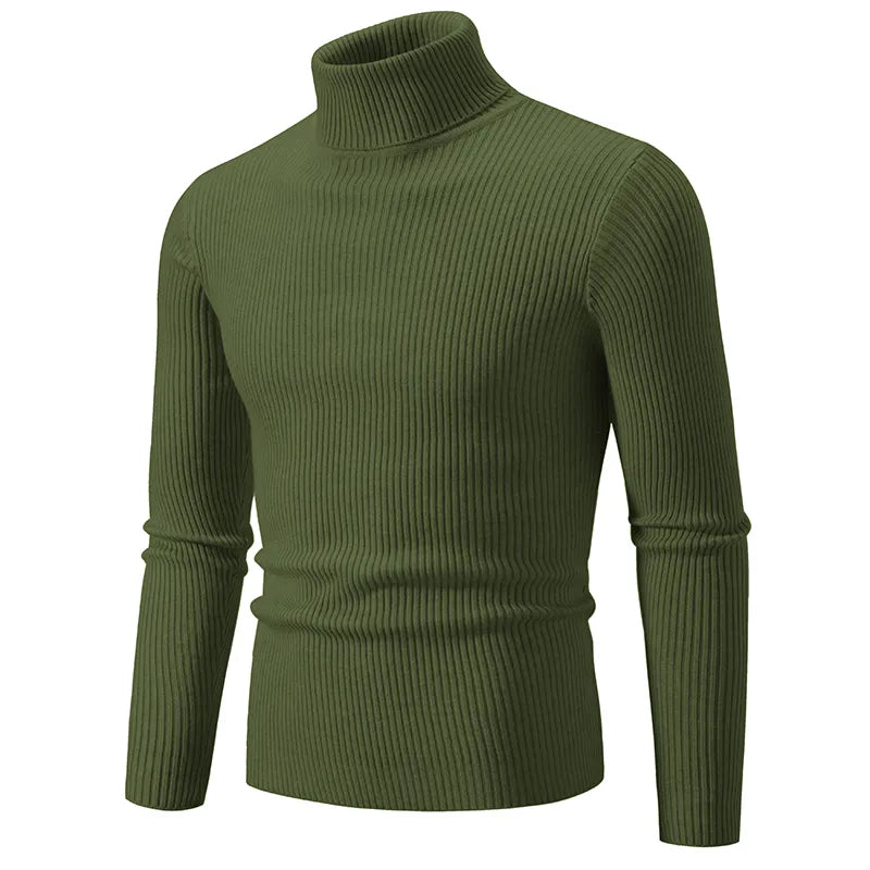 Turtleneck Ribbed Sweater – Women's Cozy Knit Top for Fall