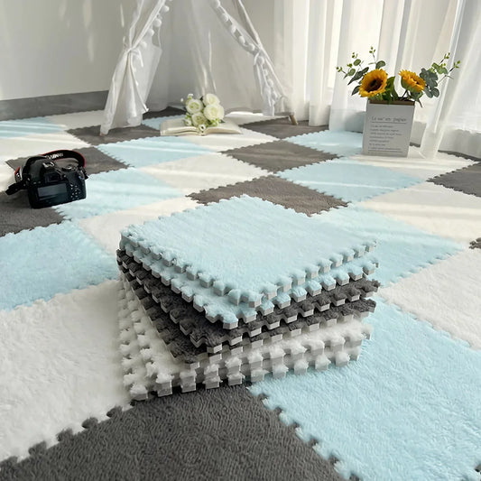 Kids Playroom Floor Mat 30x30 cm – Soft Plush Puzzle Carpet for Safe Play