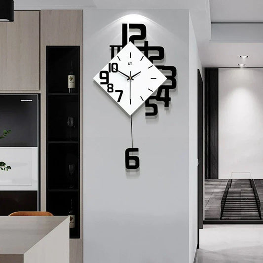Pendulum Wall Clock – Elegant Retro Design for Home Office Decor