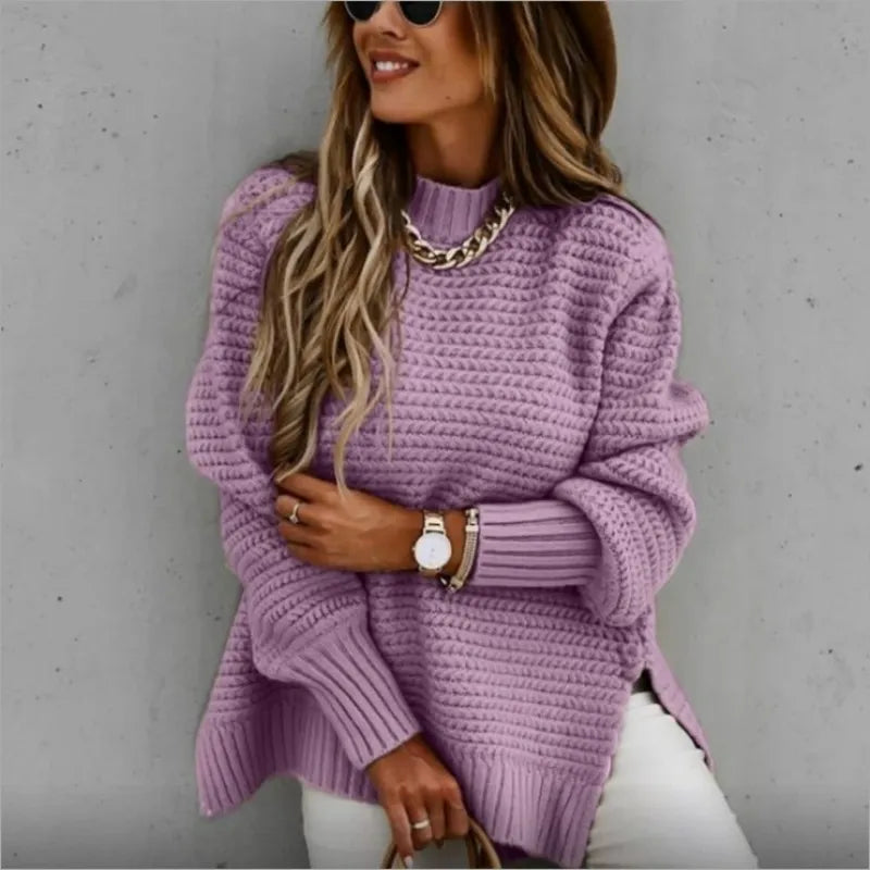 Knitted Pullover Sweater – Versatile Cozy Knit Top for Women