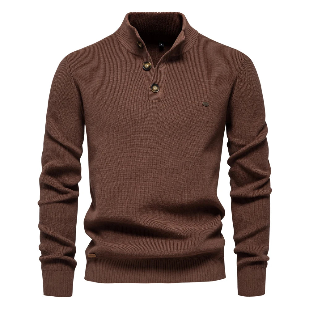 Men's Knitted Sweater with Buttons – Stylish Warm Pullover for Casual Wear