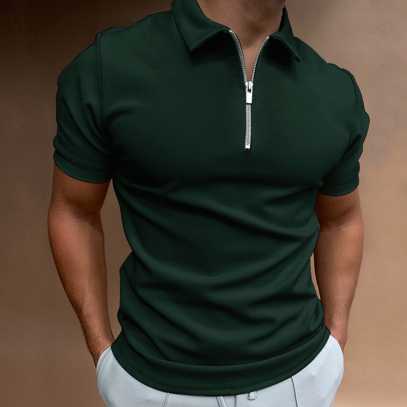 Men's Polo Shirt with Zipper – Stylish Casual Top for Everyday Wear