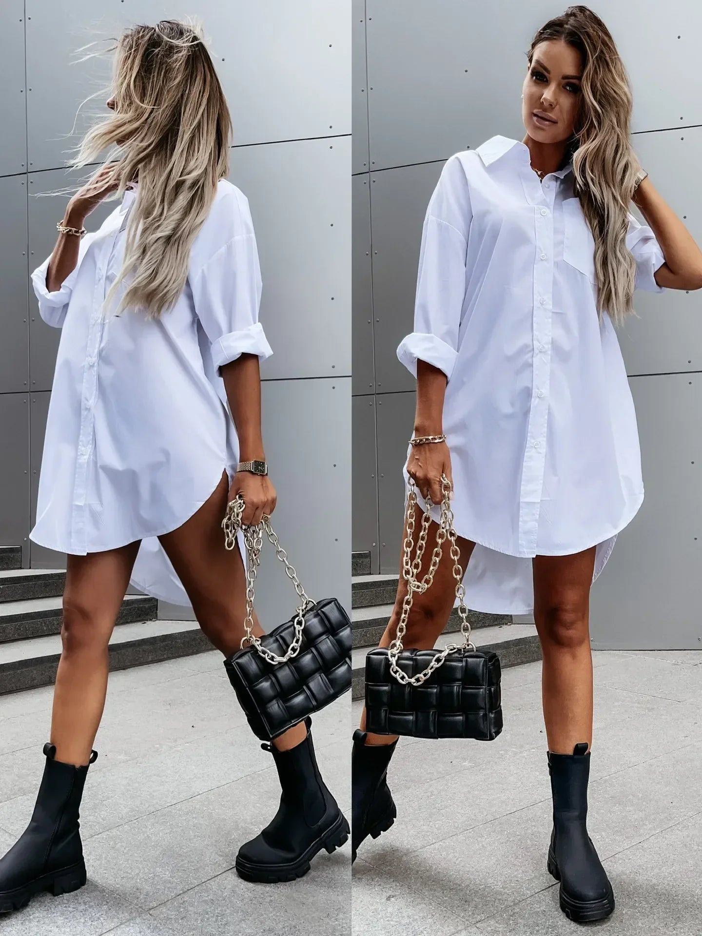 White Oversized Shirt Dress – Chic Casual Dress for Women