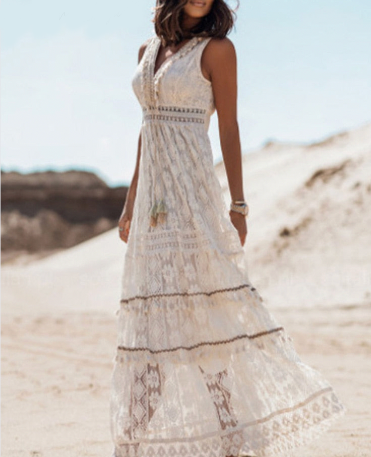 Boho Dress for Women – Flowy Summer Maxi Dress with Floral Print