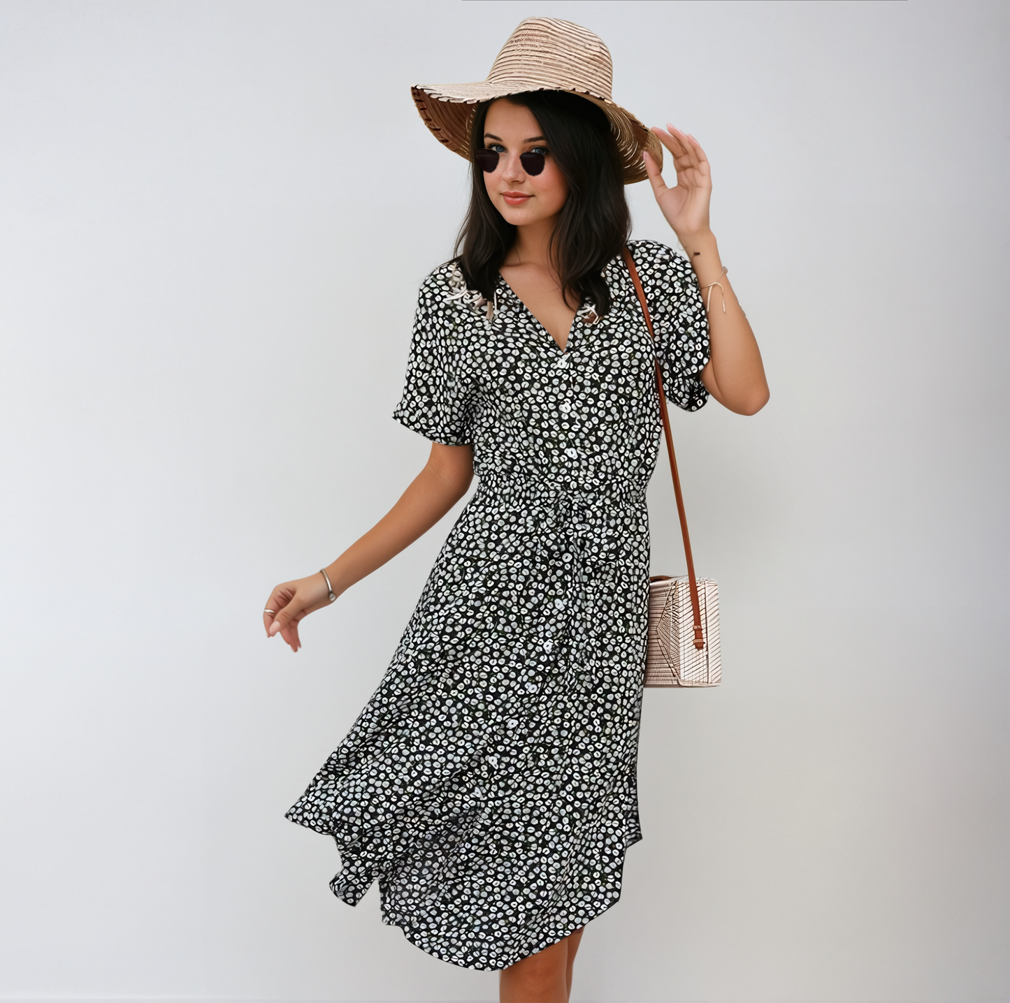 Summer Dress Women – Elegant Floral Midi Dress for Casual Events