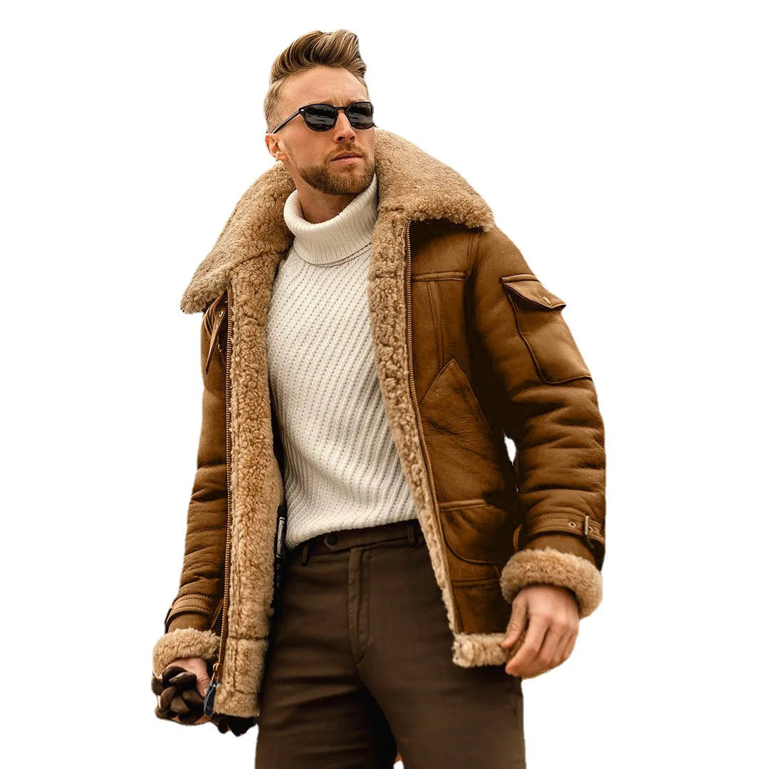 Sheepskin Jacket Men – Stylish Warm Leather Coat for Winter