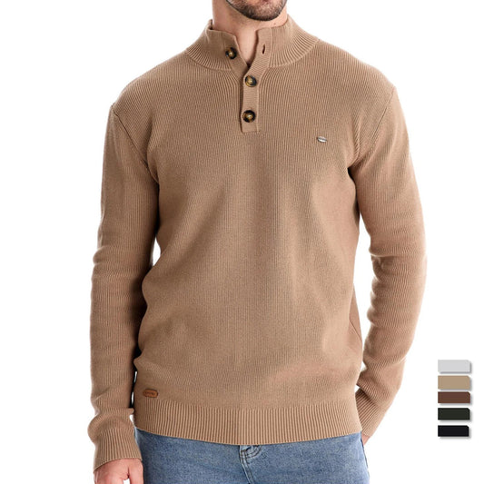 Men's Knitted Sweater with Buttons – Stylish Warm Pullover for Casual Wear