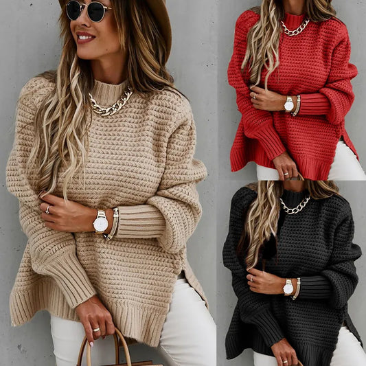 Knitted Pullover Sweater – Versatile Cozy Knit Top for Women