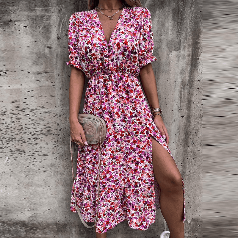 Floral Print Skirt with Slit – Women's Chic Summer Skirt