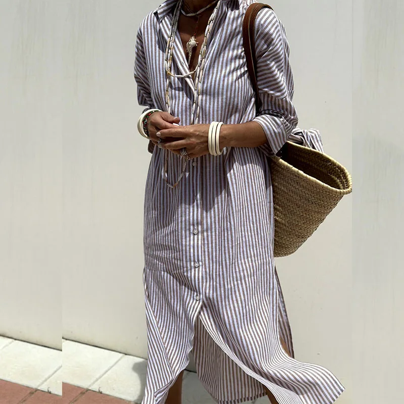 Striped Shirt Dress Women – Elegant Casual Dress for Summer