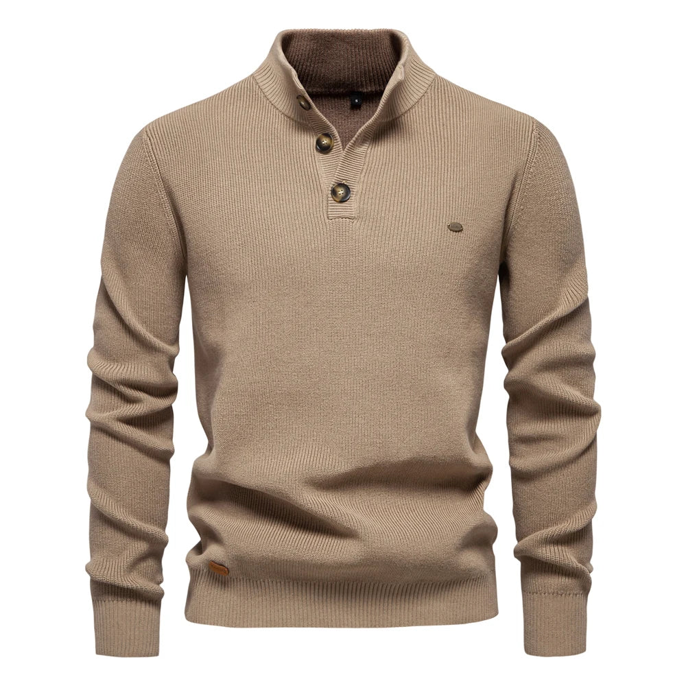 Men's Knitted Sweater with Buttons – Stylish Warm Pullover for Casual Wear