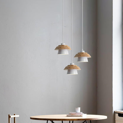 Scandinavian Pendant Light – Wood and Stone Design for Home Office Decor