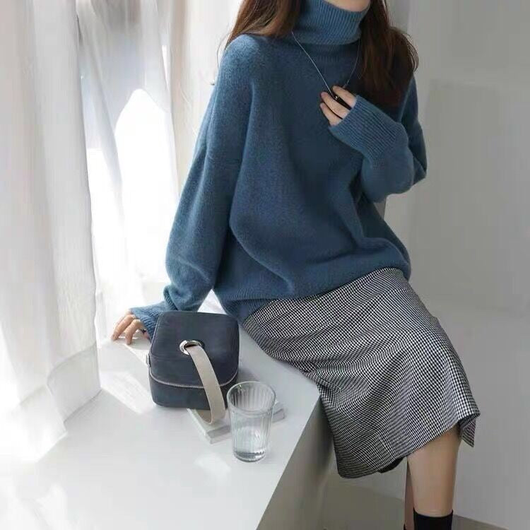 Knitted Turtleneck Sweater Women – Warm Cozy Pullover for Winter Fashion