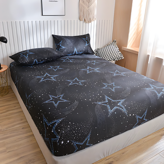 Kids Fitted Sheet – Glowing Star Plush Bedding for Cozy Bedroom Decor
