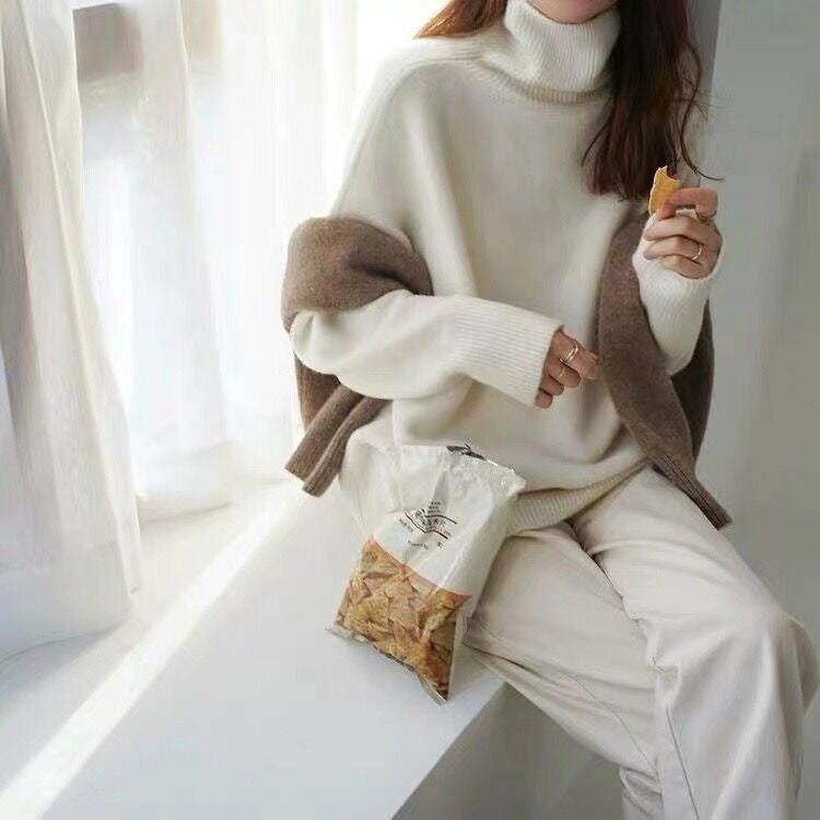 Knitted Turtleneck Sweater Women – Warm Cozy Pullover for Winter Fashion