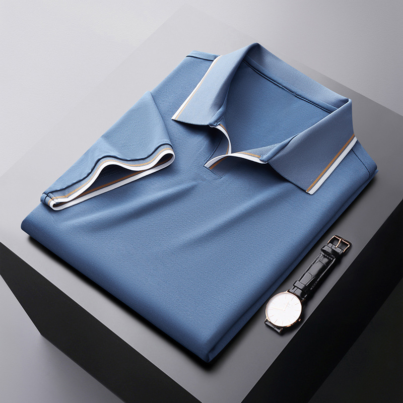 Silk Polo Shirt Men – Unbuttoned Design for Casual Elegance